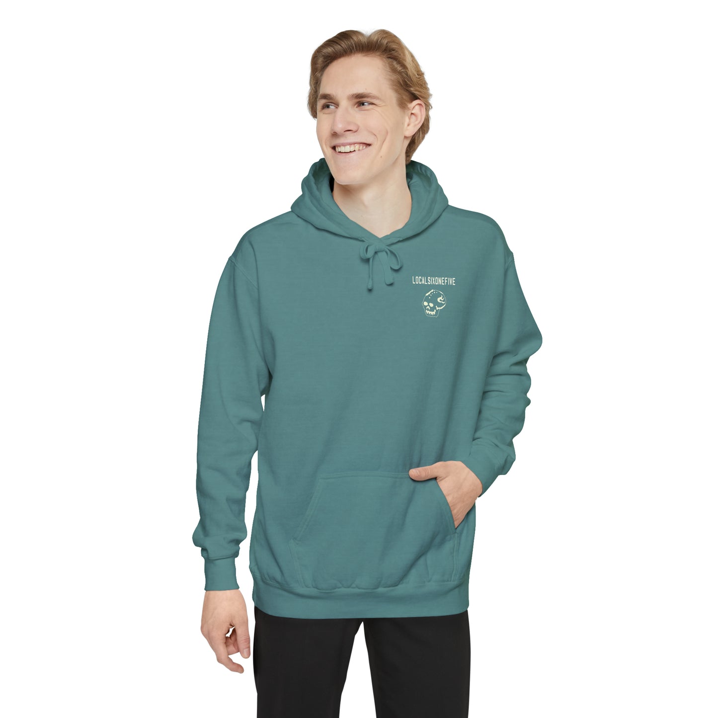Local Block Chest Mori Skull Garment-Dyed Hoodie