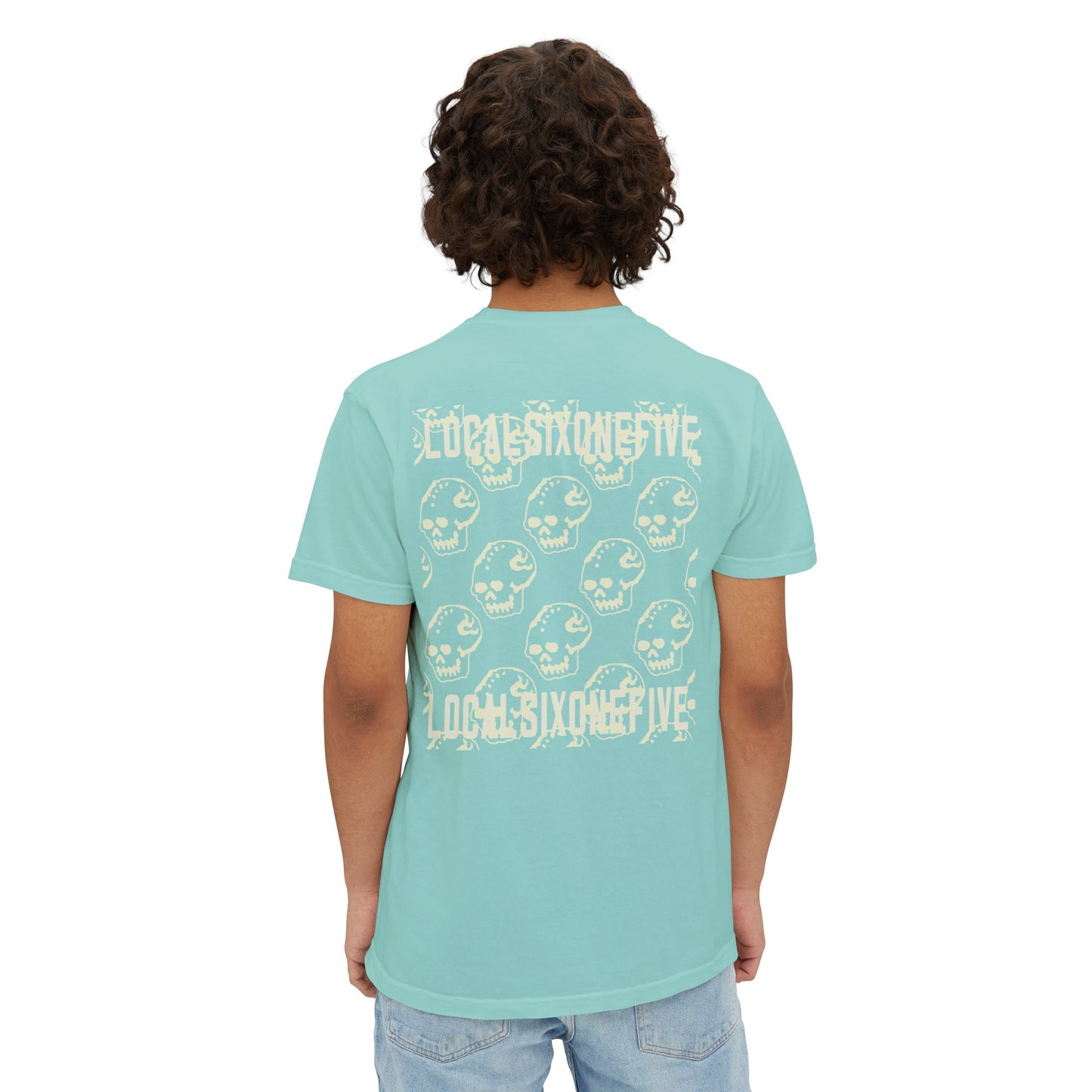 Mori Skull Pattern Unisex Garment-Dyed Pocket T-Shirt