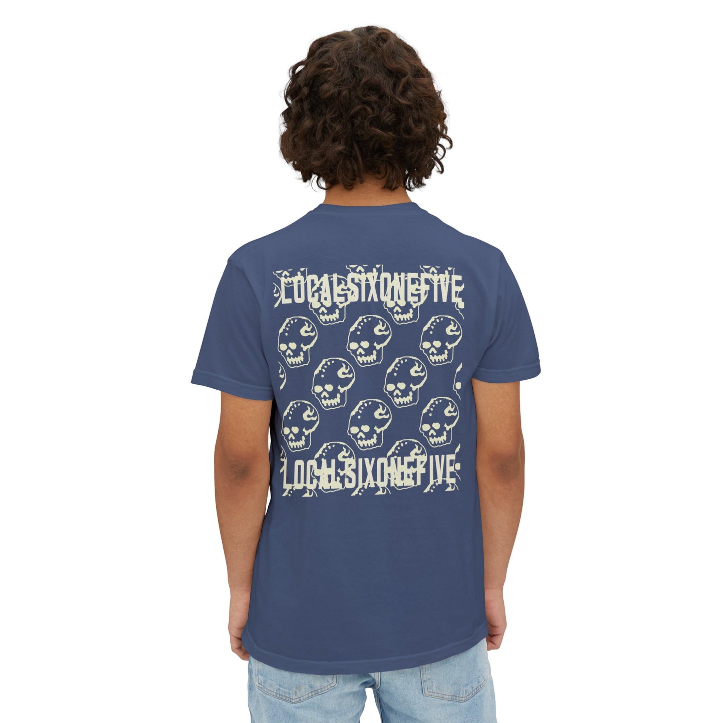 Mori Skull Pattern Unisex Garment-Dyed Pocket T-Shirt