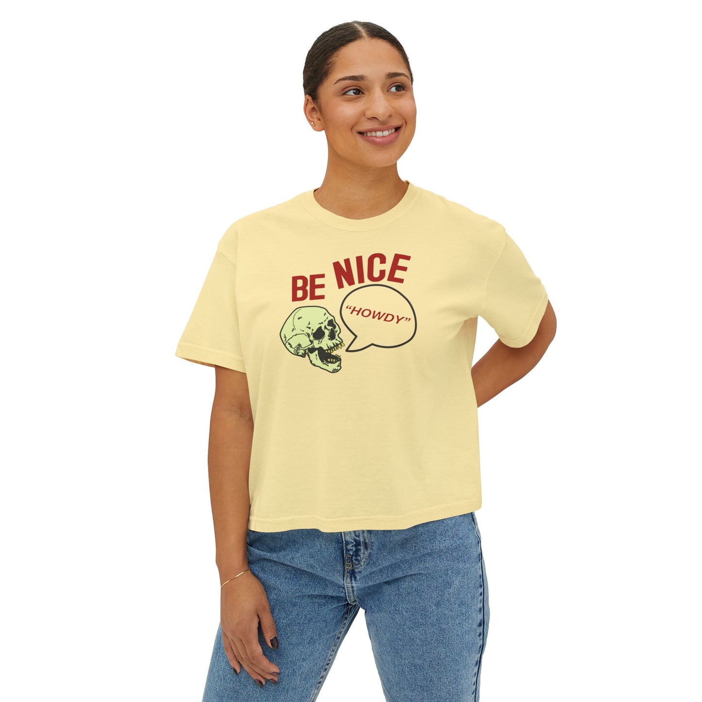 BE NICE skull Women's Boxy Tee