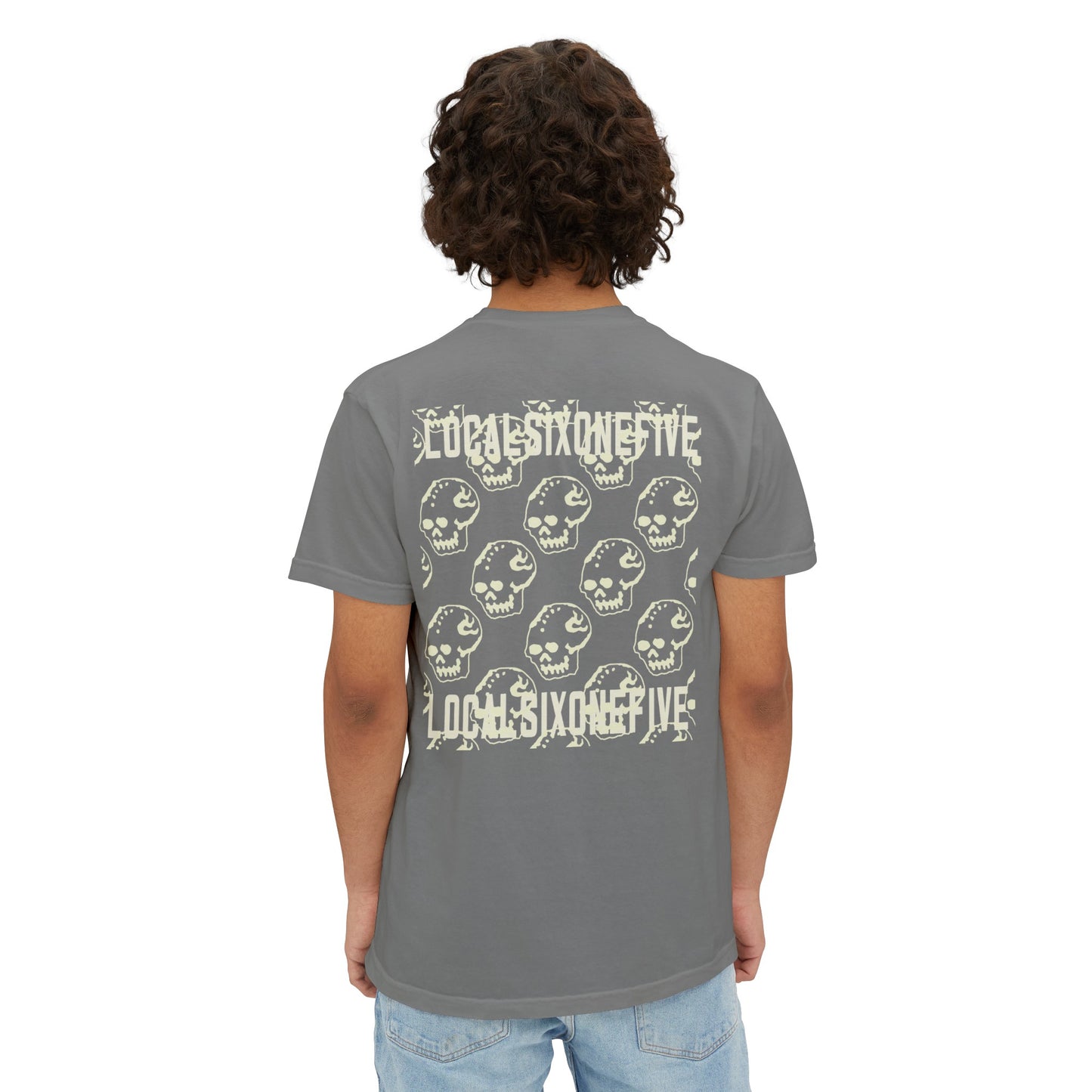 Mori Skull Pattern Unisex Garment-Dyed Pocket T-Shirt