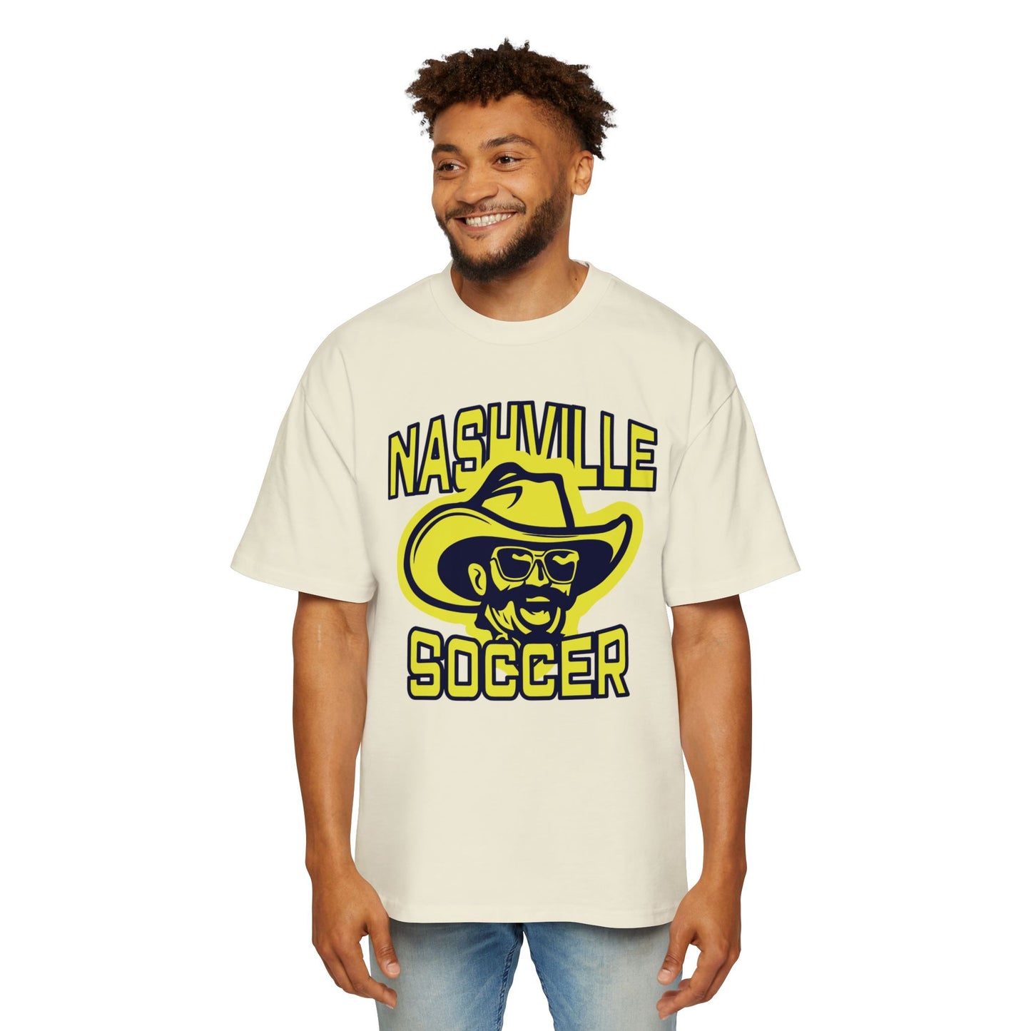 SAM Face_Nashville Soccer warp text Heavy Oversized Tee