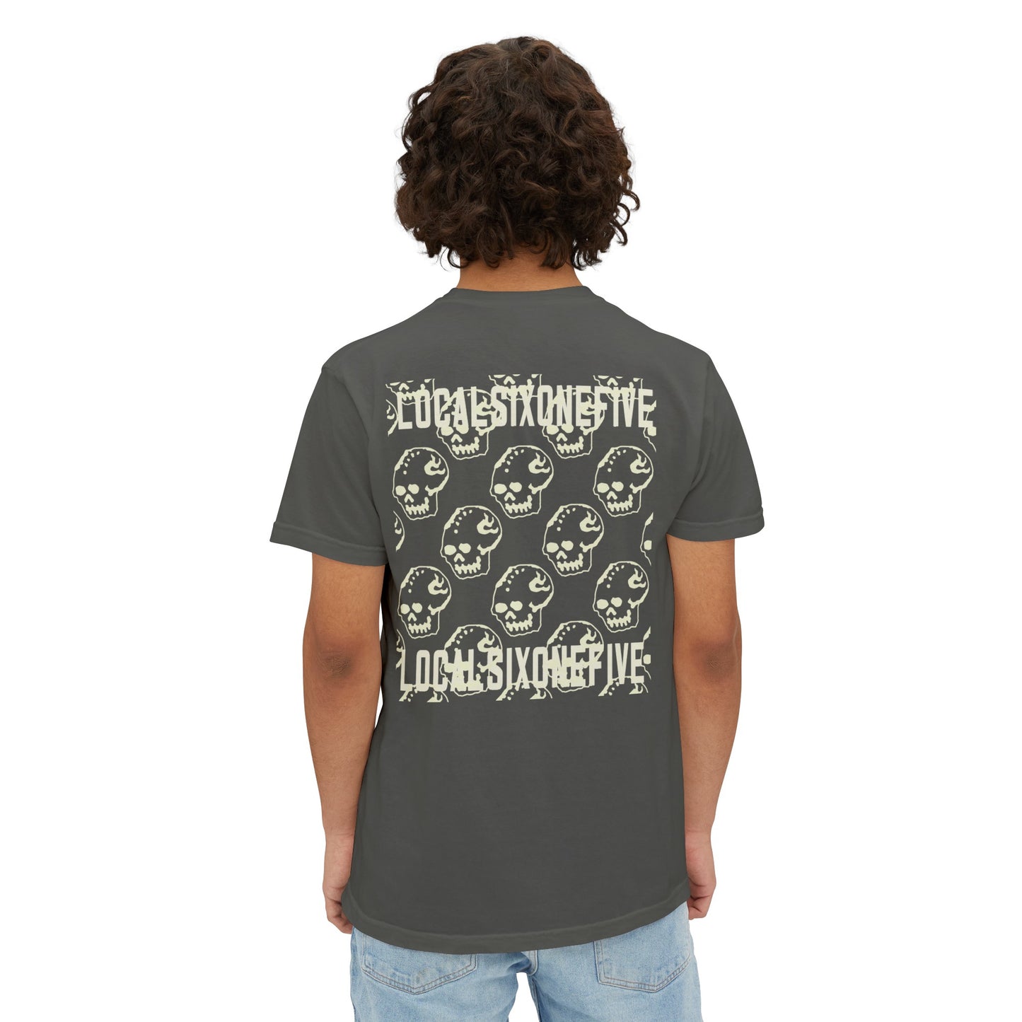 Mori Skull Pattern Unisex Garment-Dyed Pocket T-Shirt