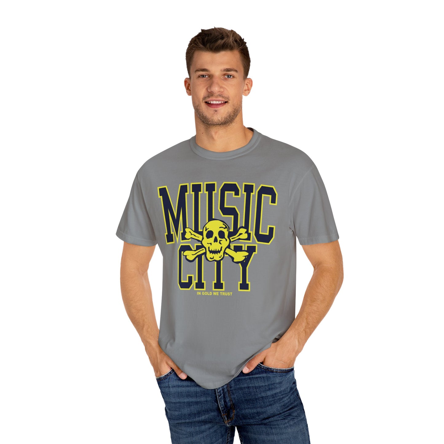 MUSIC CITY tall SKULL Garment-Dyed T-shirt