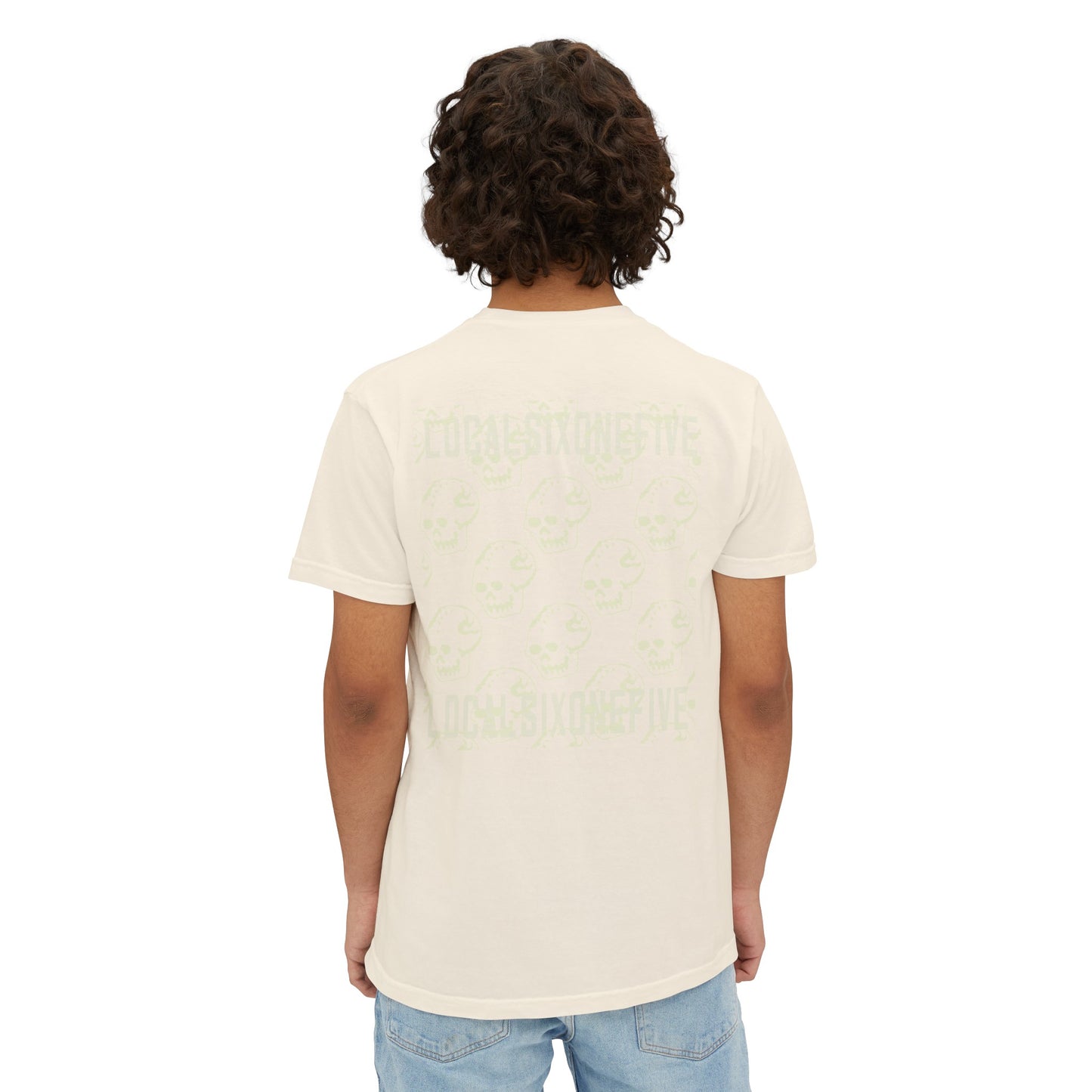 Mori Skull Pattern Unisex Garment-Dyed Pocket T-Shirt