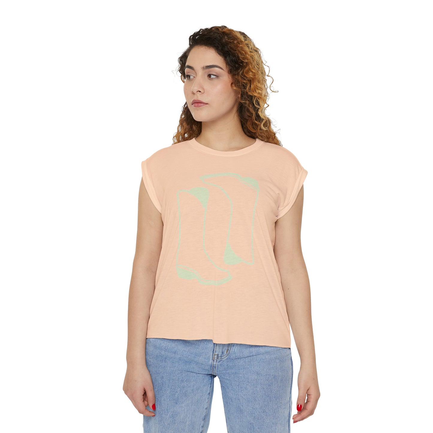 2Boots Women’s Flowy Rolled Cuffs Muscle Tee
