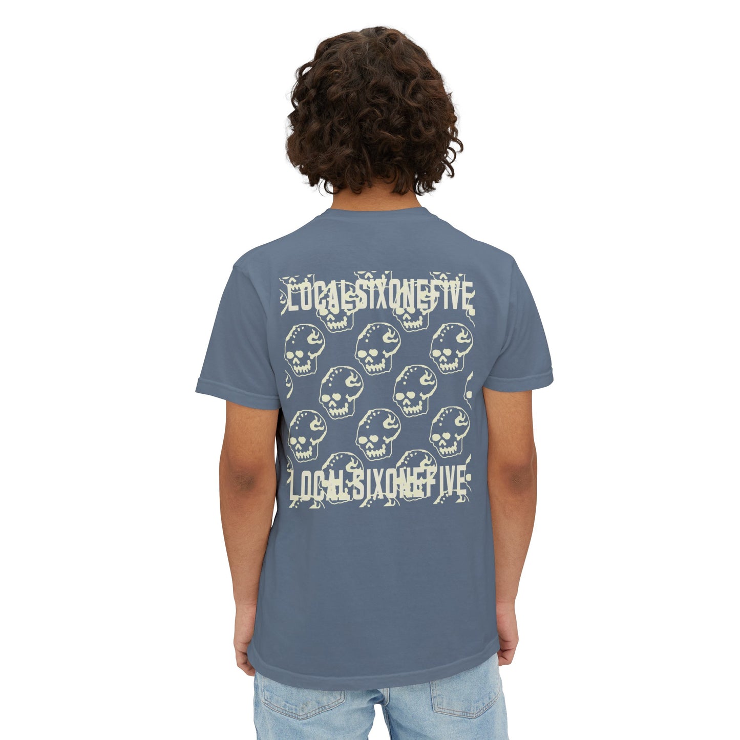 Mori Skull Pattern Unisex Garment-Dyed Pocket T-Shirt