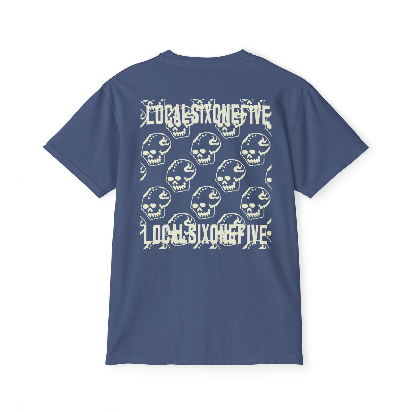 Mori Skull Pattern Unisex Garment-Dyed Pocket T-Shirt