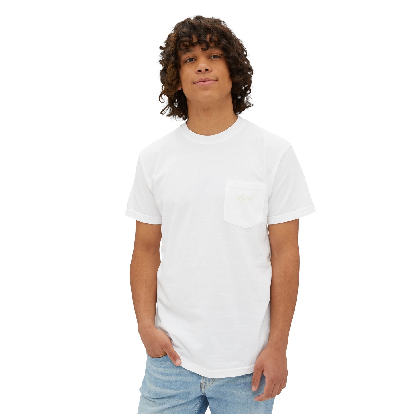 Local Script Unisex Garment-Dyed Pocket T-Shirt