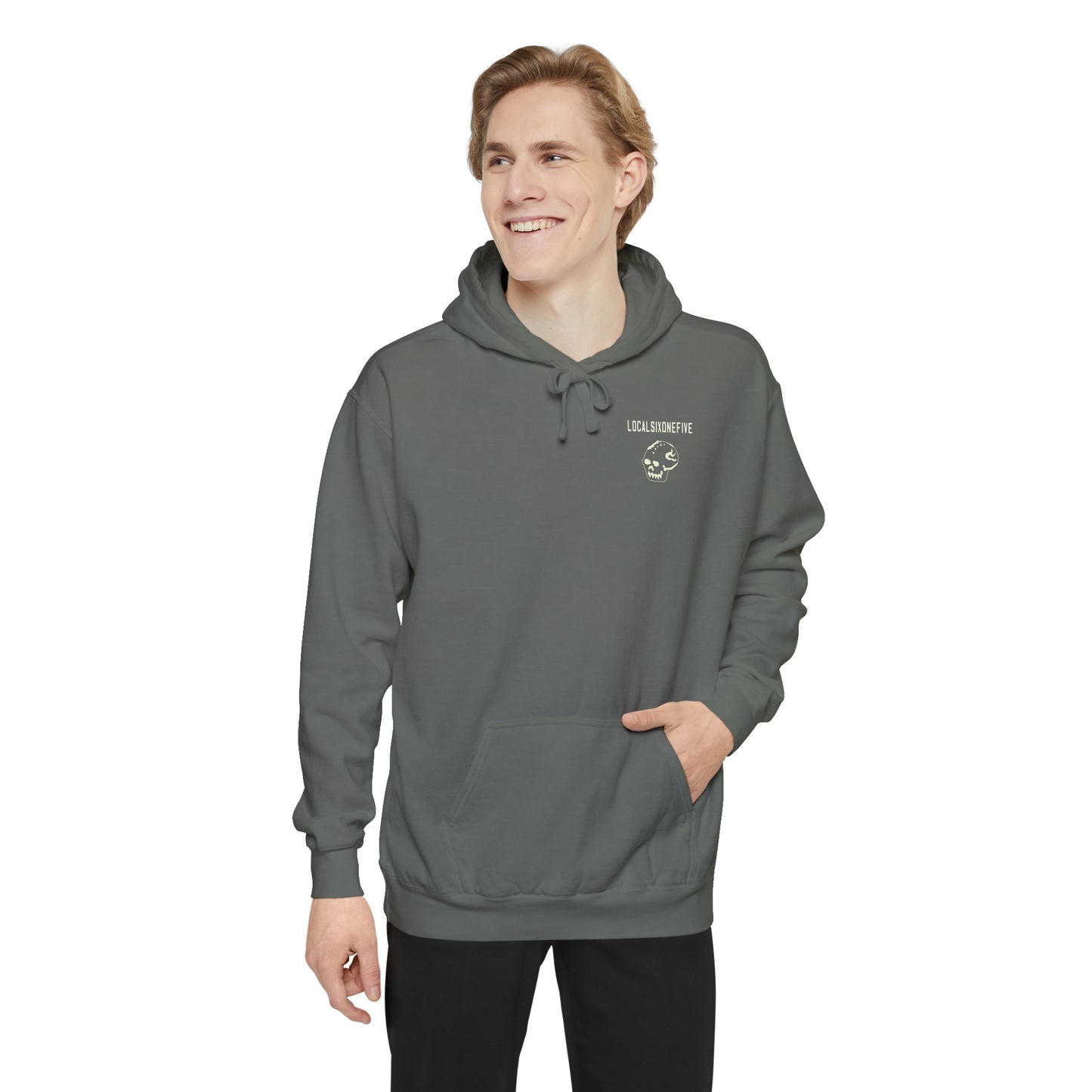 Local Block Chest Mori Skull Garment-Dyed Hoodie