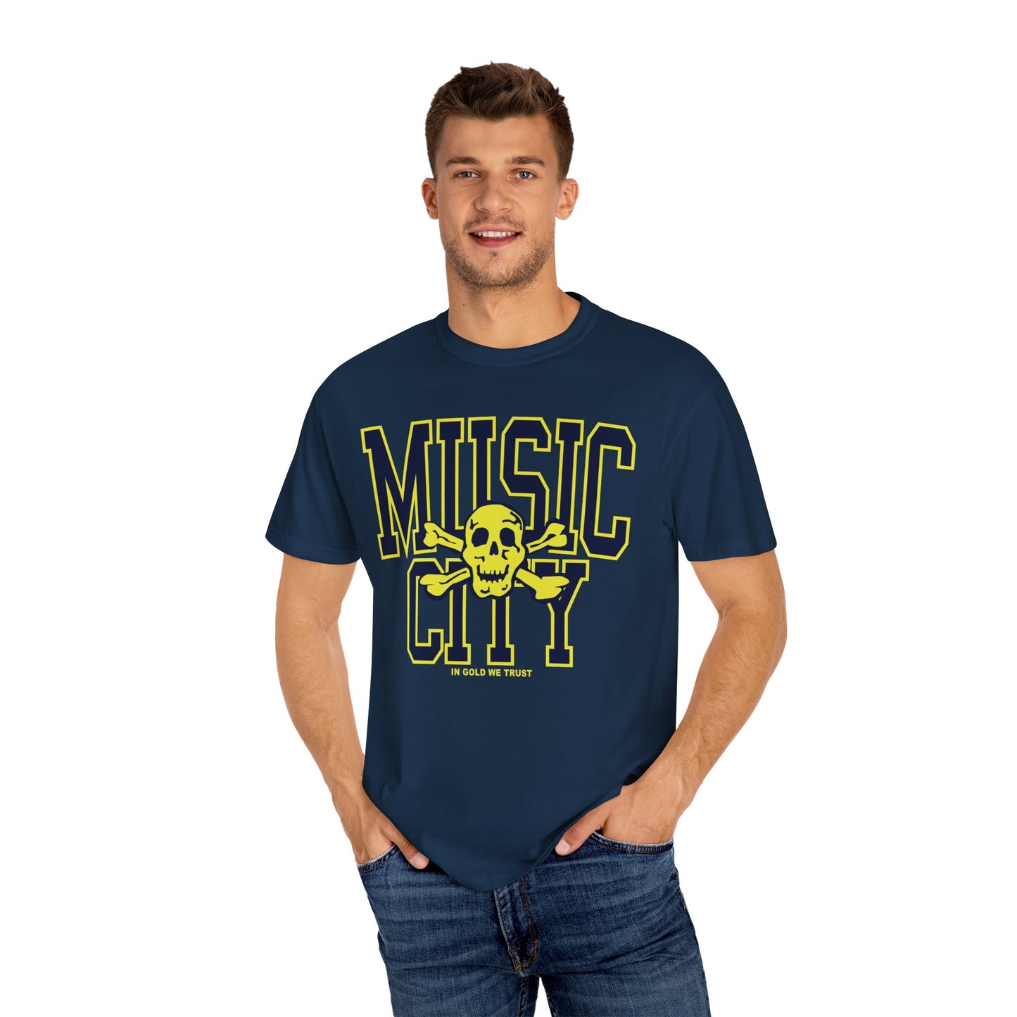 MUSIC CITY tall SKULL Garment-Dyed T-shirt