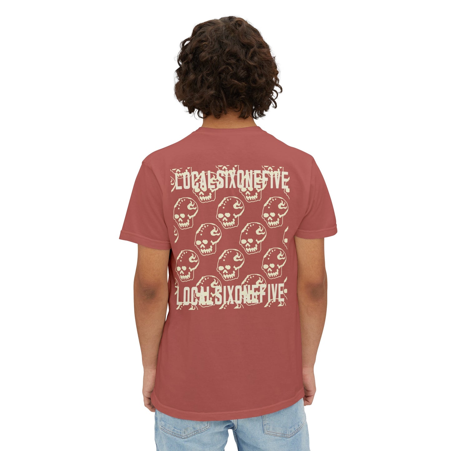 Mori Skull Pattern Unisex Garment-Dyed Pocket T-Shirt
