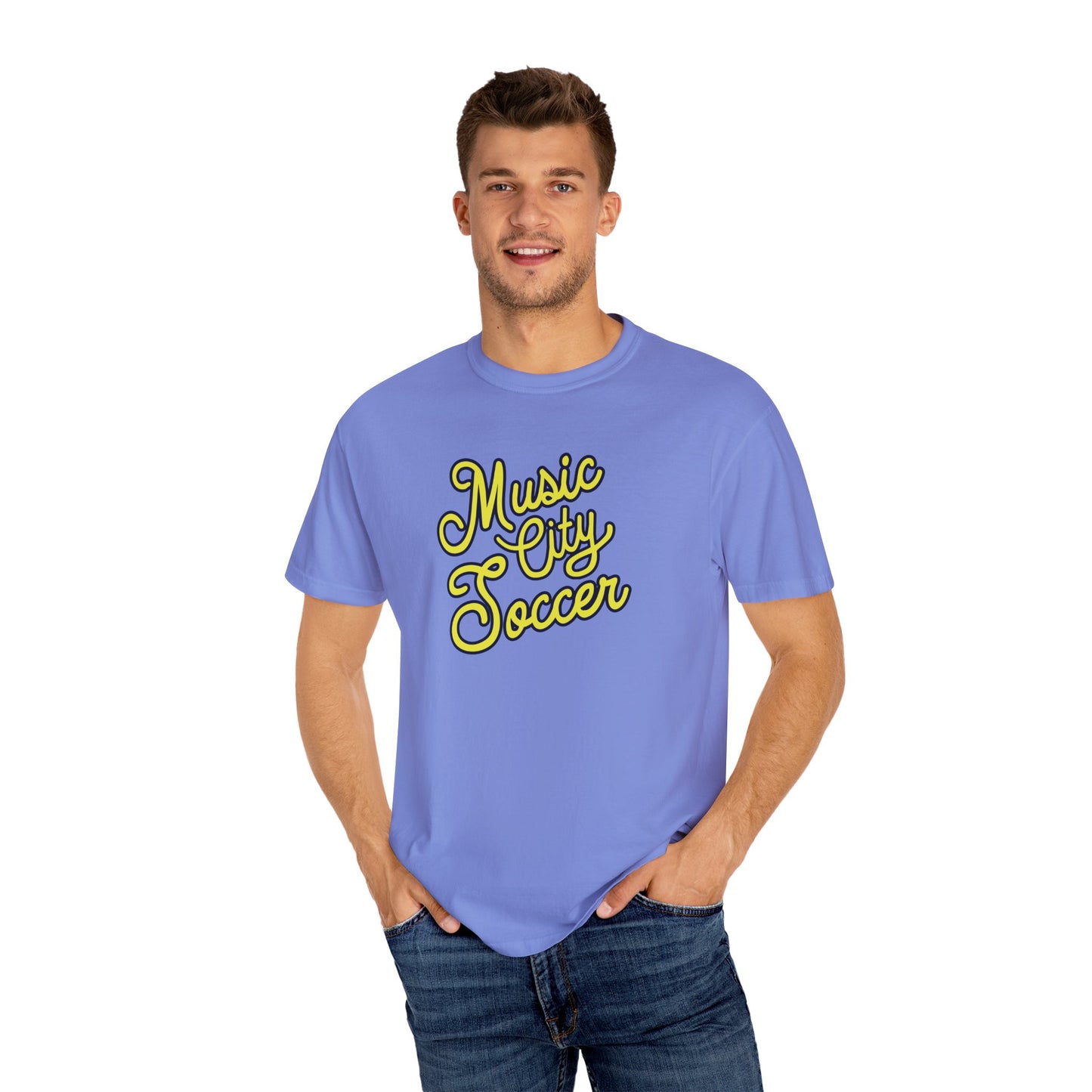 Music City Soccer Script Garment-Dyed T-shirt