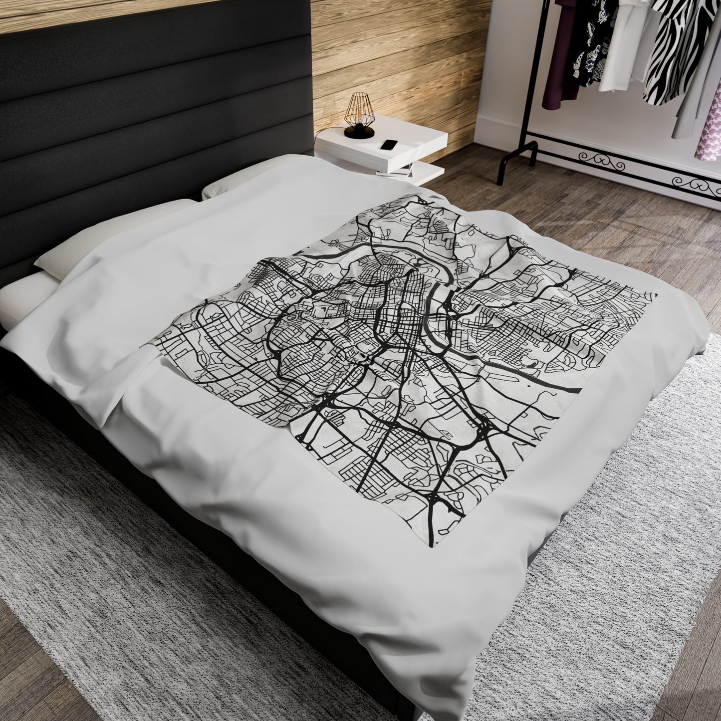 Nash Map Velveteen Plush Blanket