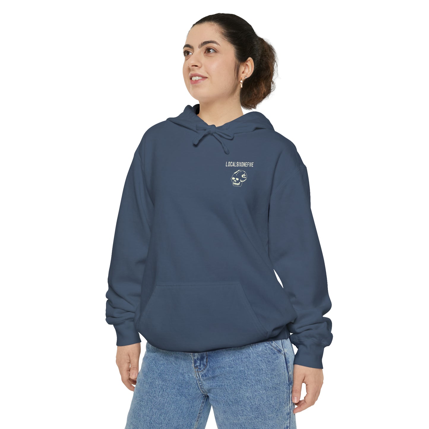 Local Block Chest Mori Skull Garment-Dyed Hoodie