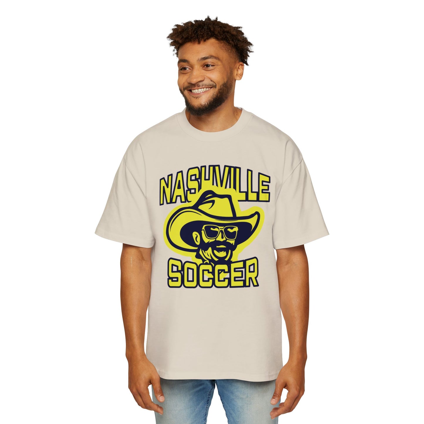 SAM Face_Nashville Soccer warp text Heavy Oversized Tee