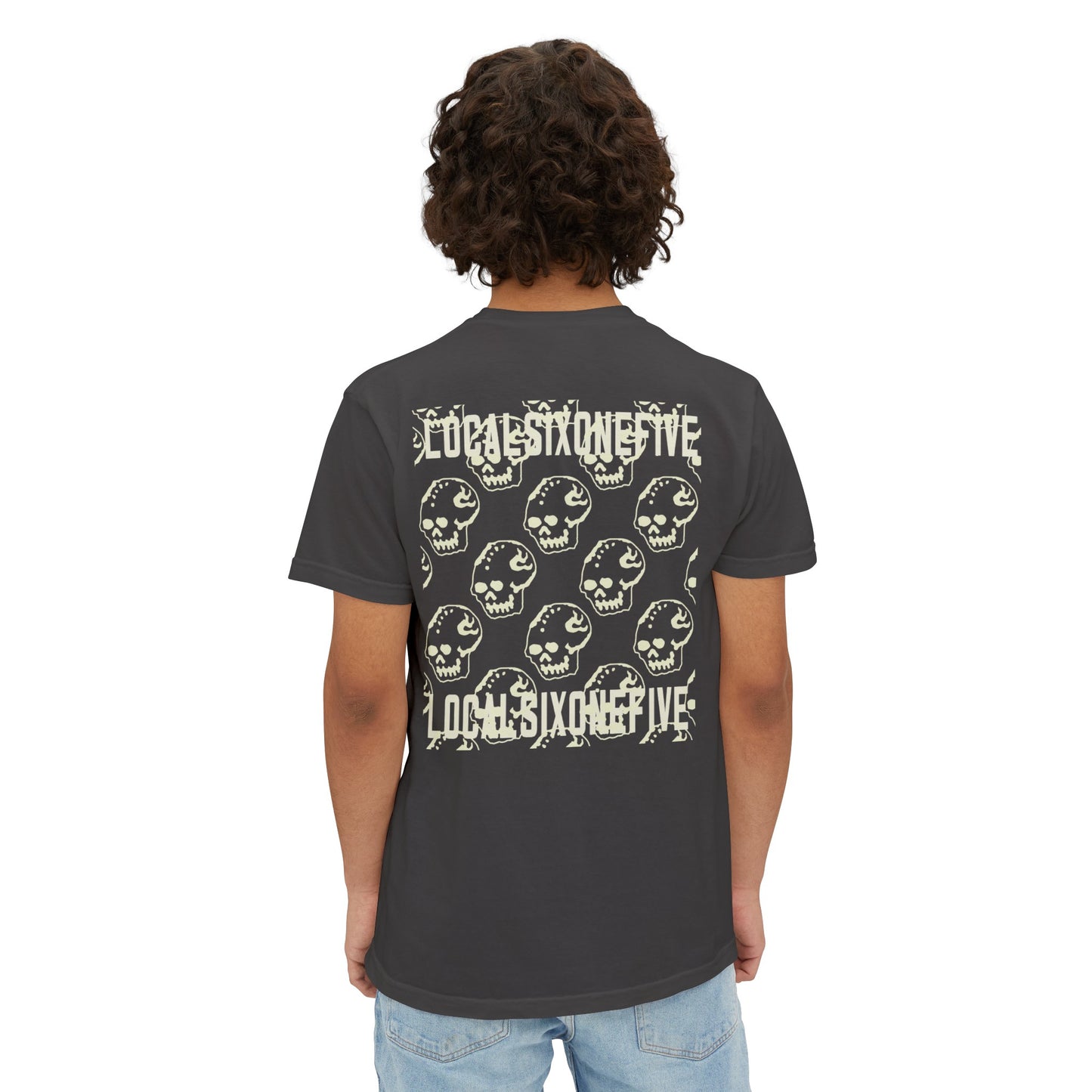 Mori Skull Pattern Unisex Garment-Dyed Pocket T-Shirt