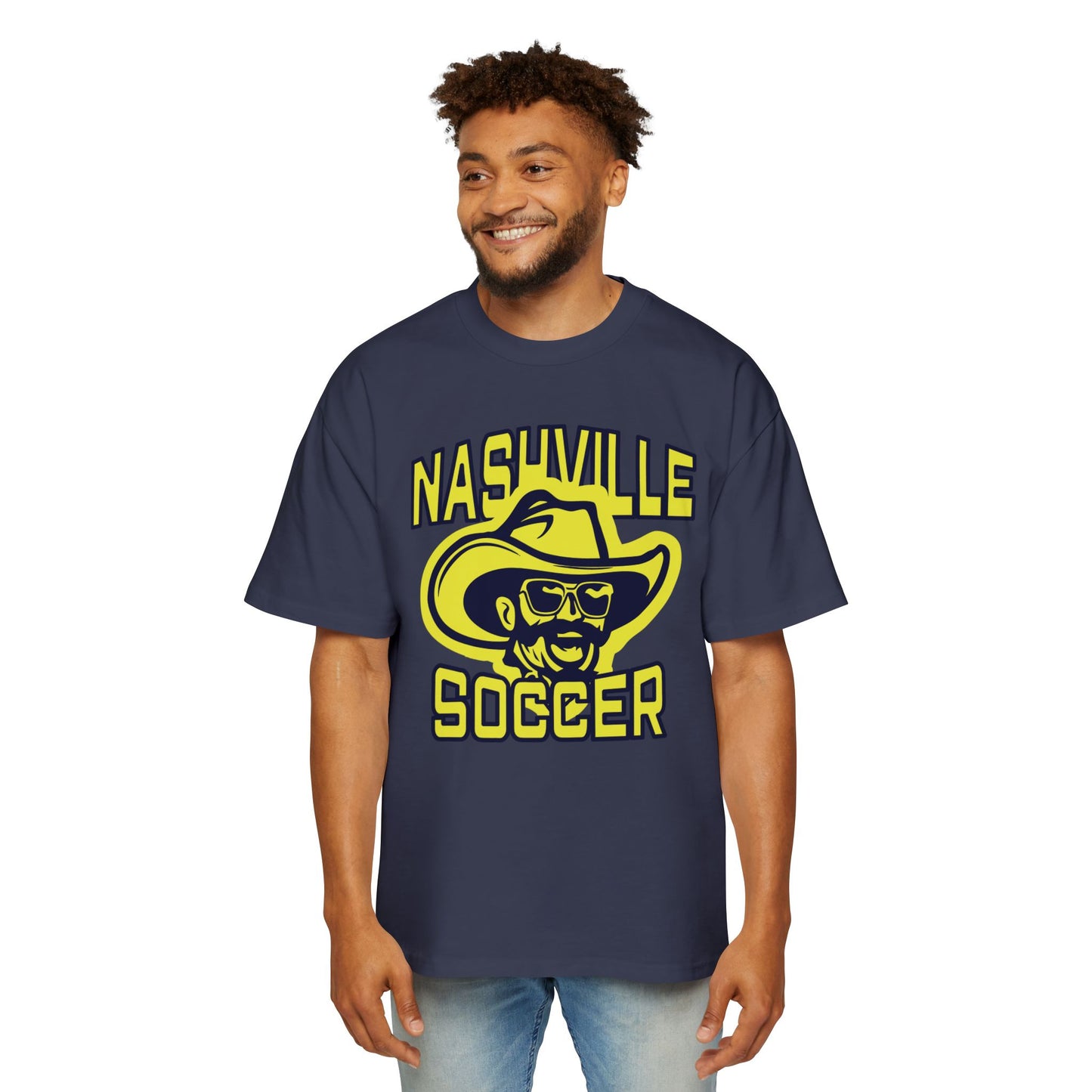 SAM Face_Nashville Soccer warp text Heavy Oversized Tee