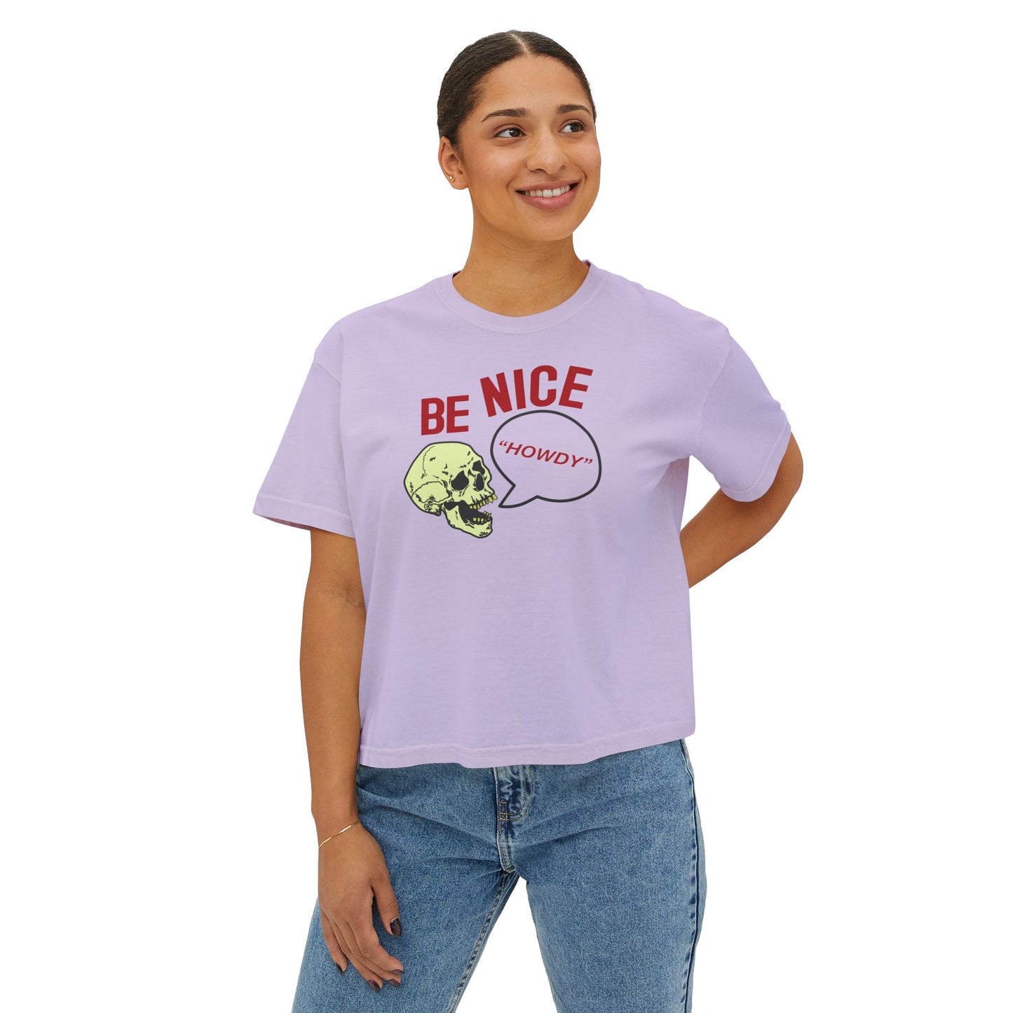 BE NICE skull Women's Boxy Tee