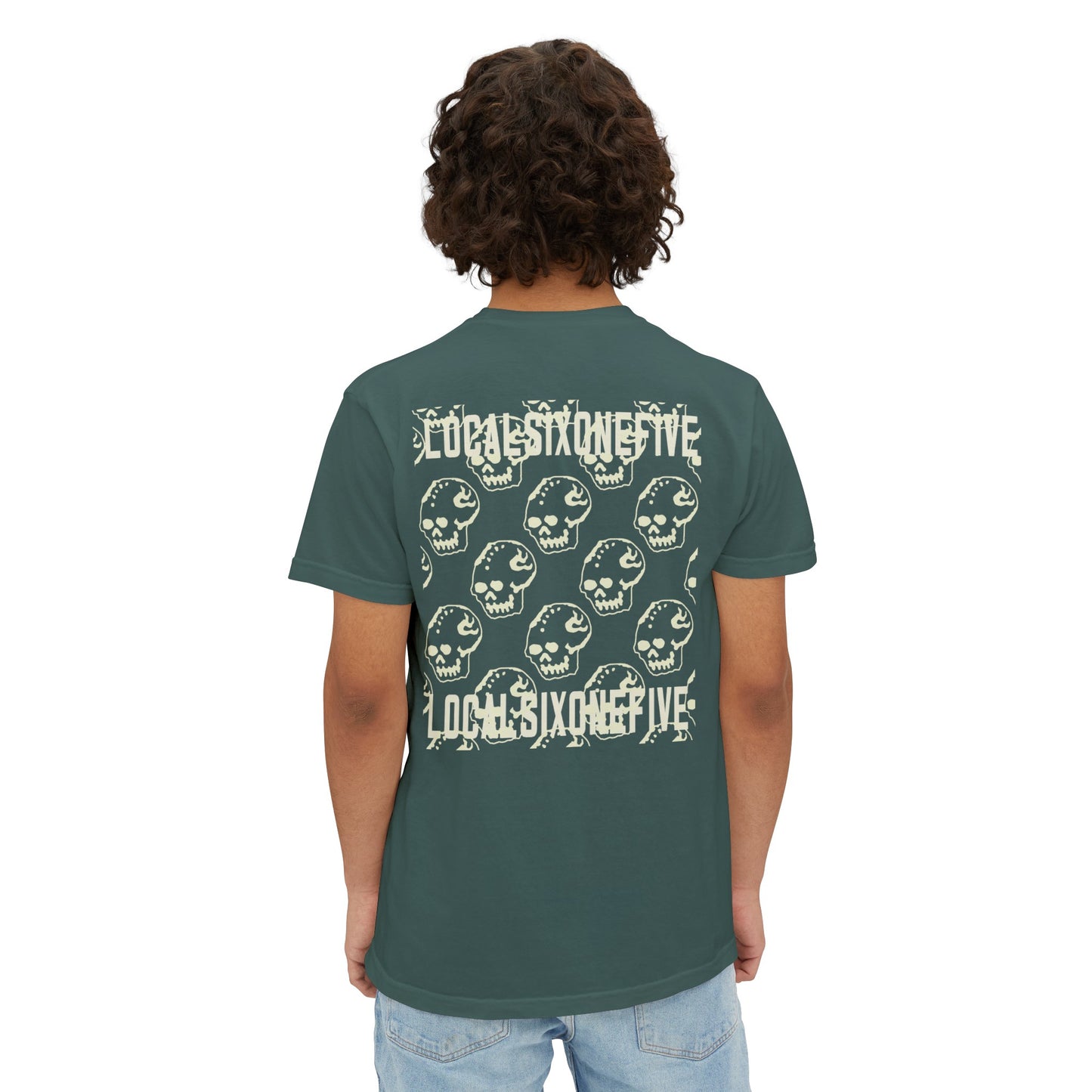Mori Skull Pattern Unisex Garment-Dyed Pocket T-Shirt