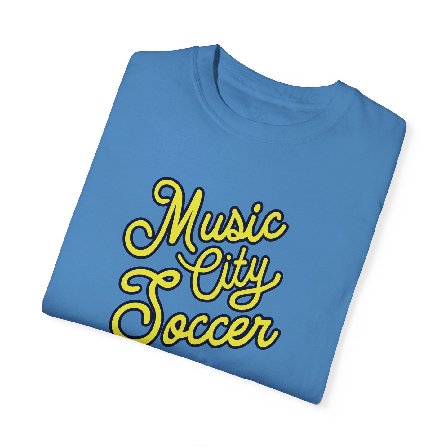 Music City Soccer Script Garment-Dyed T-shirt