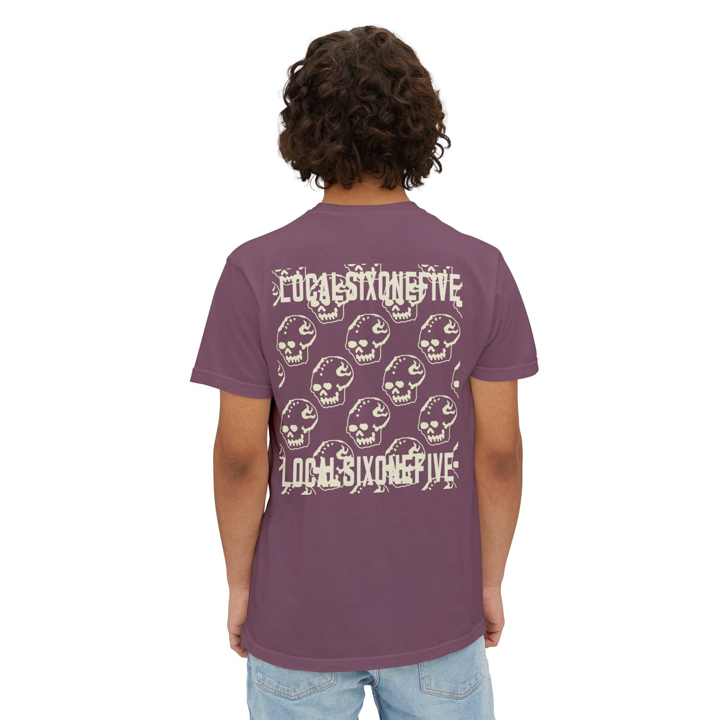 Mori Skull Pattern Unisex Garment-Dyed Pocket T-Shirt