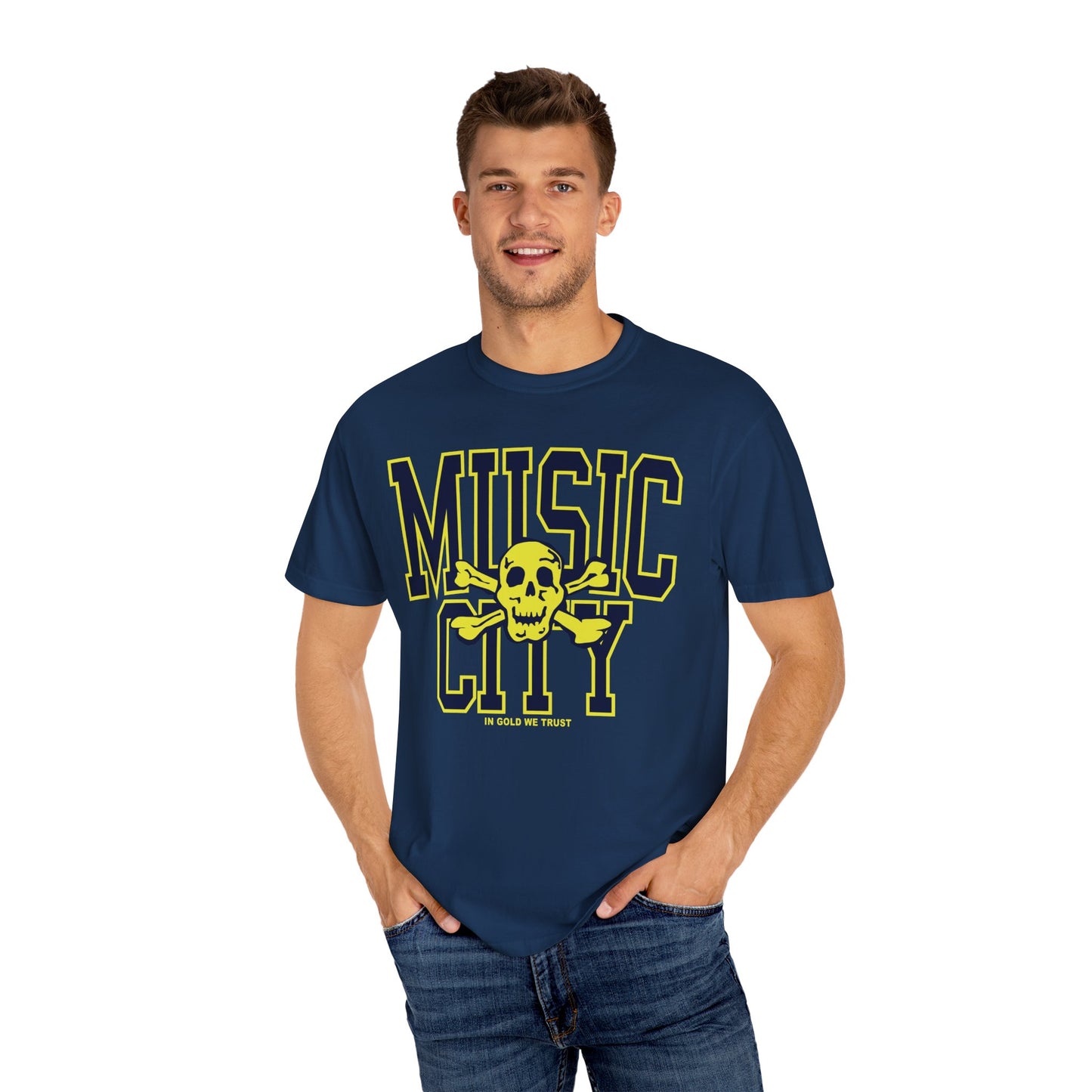 MUSIC CITY tall SKULL Garment-Dyed T-shirt