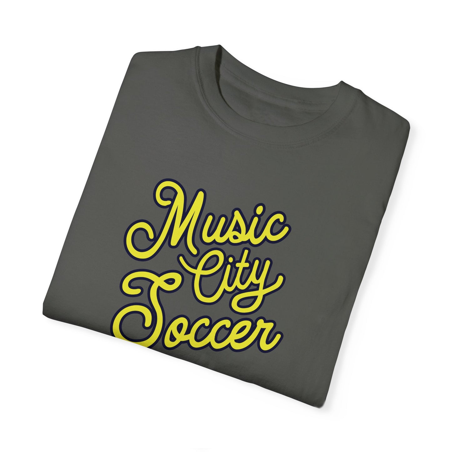 Music City Soccer Script Garment-Dyed T-shirt