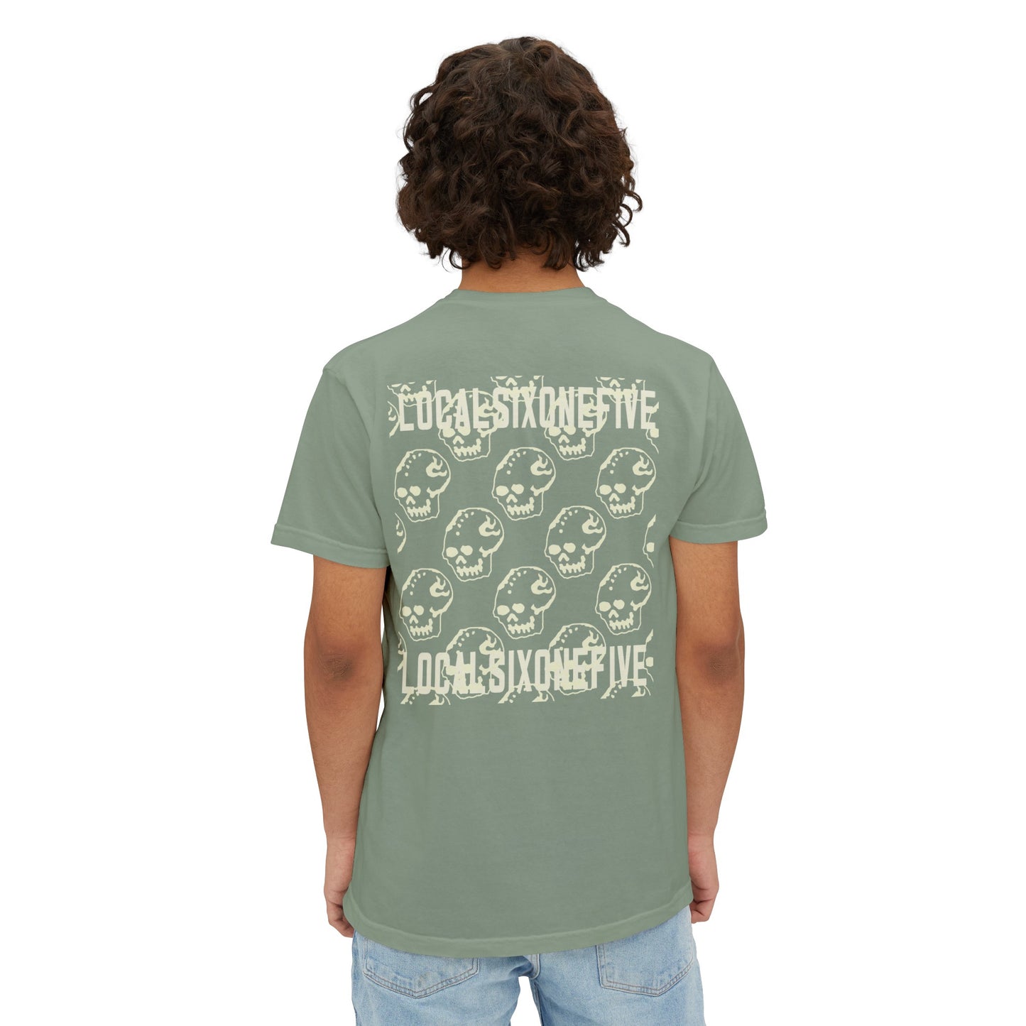 Mori Skull Pattern Unisex Garment-Dyed Pocket T-Shirt