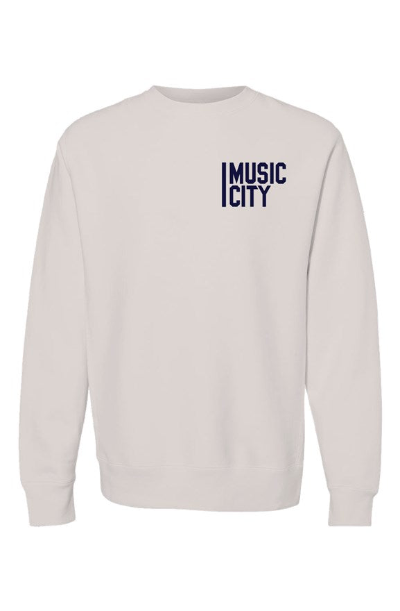 Music City Block Chest Print Premium Heavyweight Cross Grain Crewneck