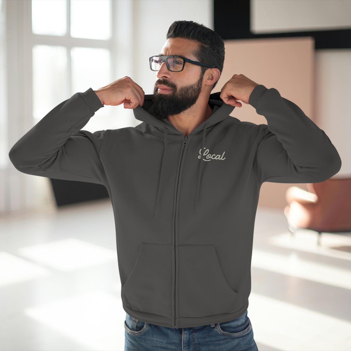 Local Skully Back graphic Unisex Hooded Zip Sweatshirt