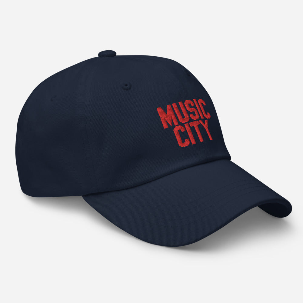 Music City Block Red text Dad hat