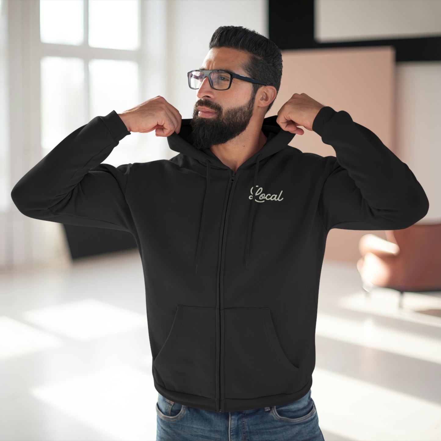 Local Skully Back graphic Unisex Hooded Zip Sweatshirt