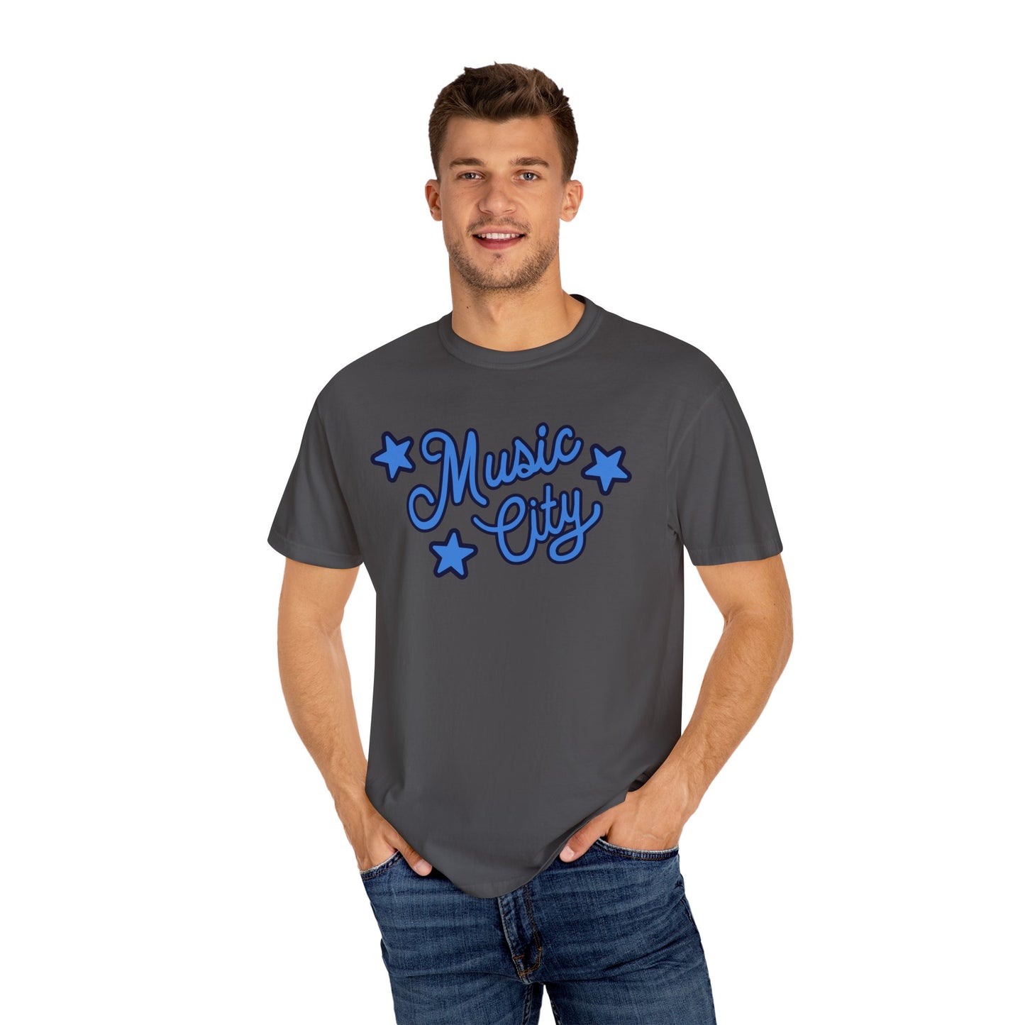 Music City Script Stars Unisex Garment-Dyed T-shirt