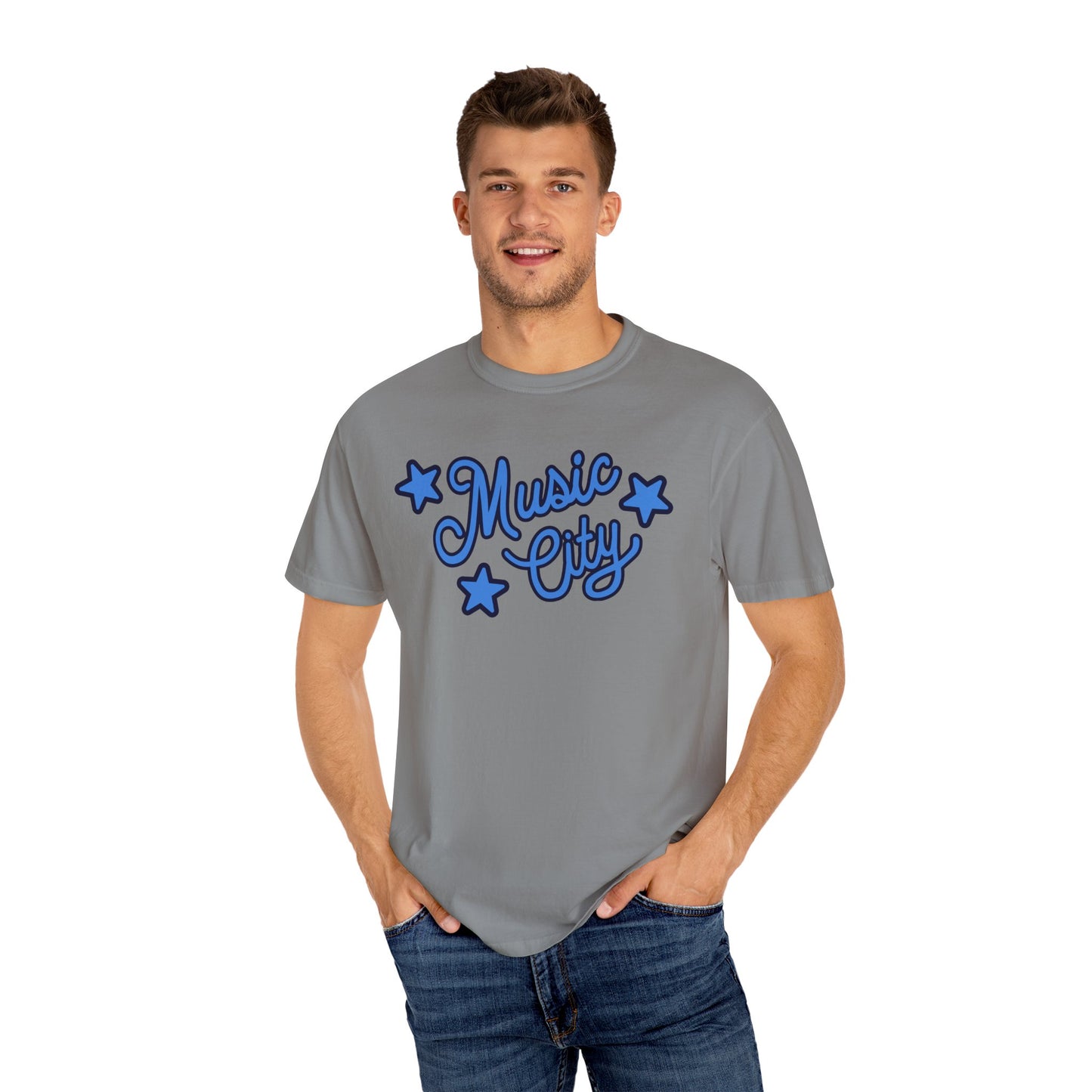 Music City Script Stars Unisex Garment-Dyed T-shirt