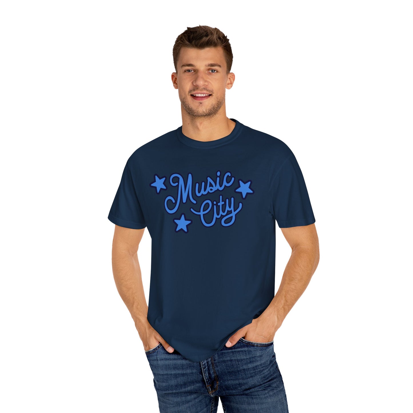 Music City Script Stars Unisex Garment-Dyed T-shirt