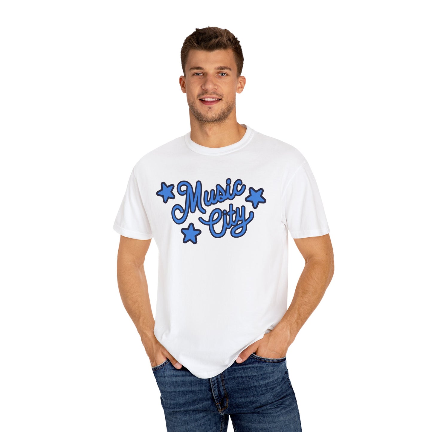 Music City Script Stars Unisex Garment-Dyed T-shirt