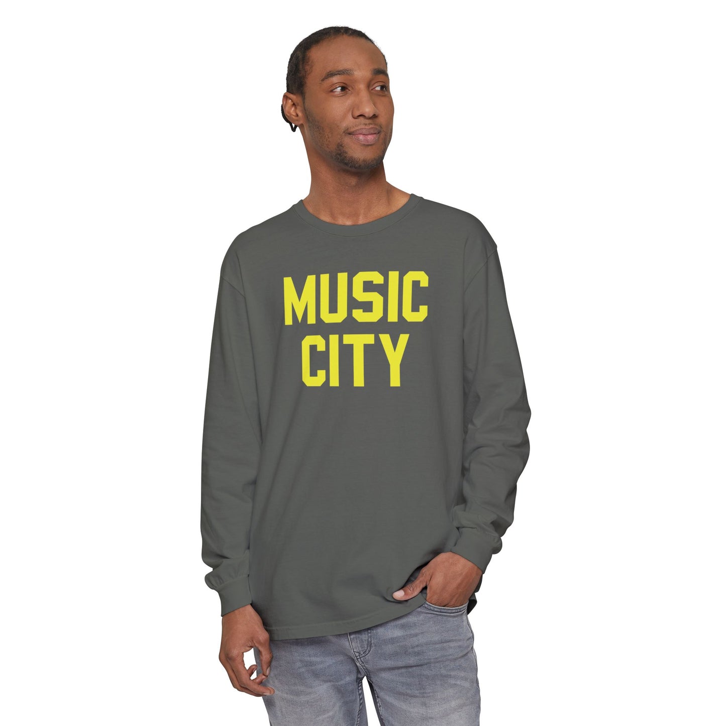 Music City Blocky Unisex Garment-dyed Long Sleeve T-Shirt