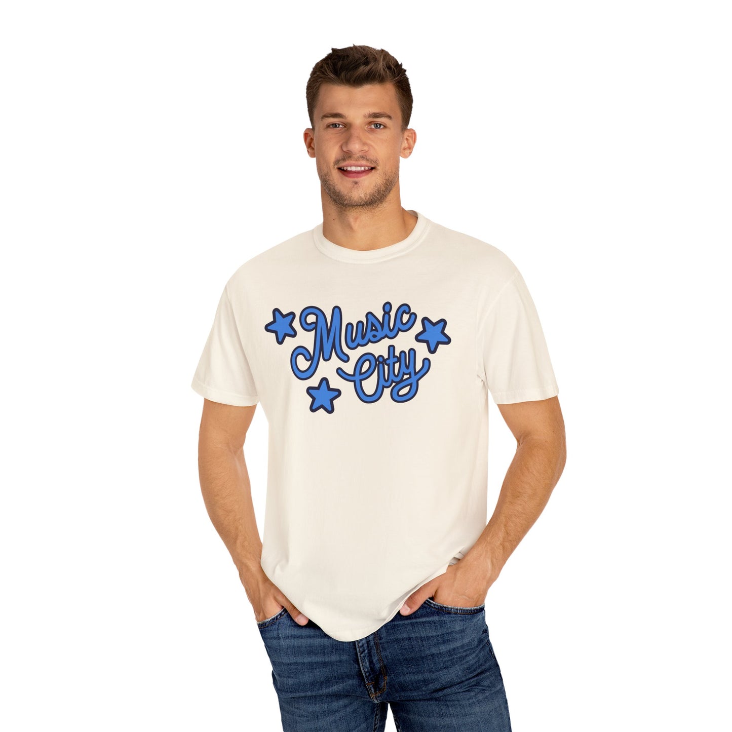 Music City Script Stars Unisex Garment-Dyed T-shirt