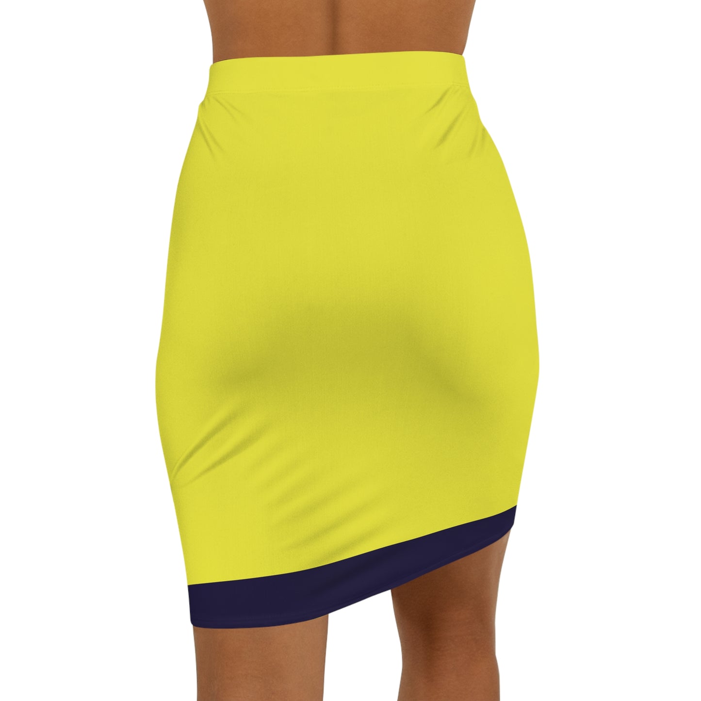 GOLD with Blue Stripe Mid-Waist Pencil Skirt