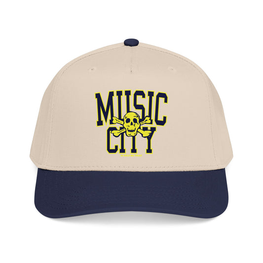 Music City stretched Skull and Bones Mid Profile Baseball Cap