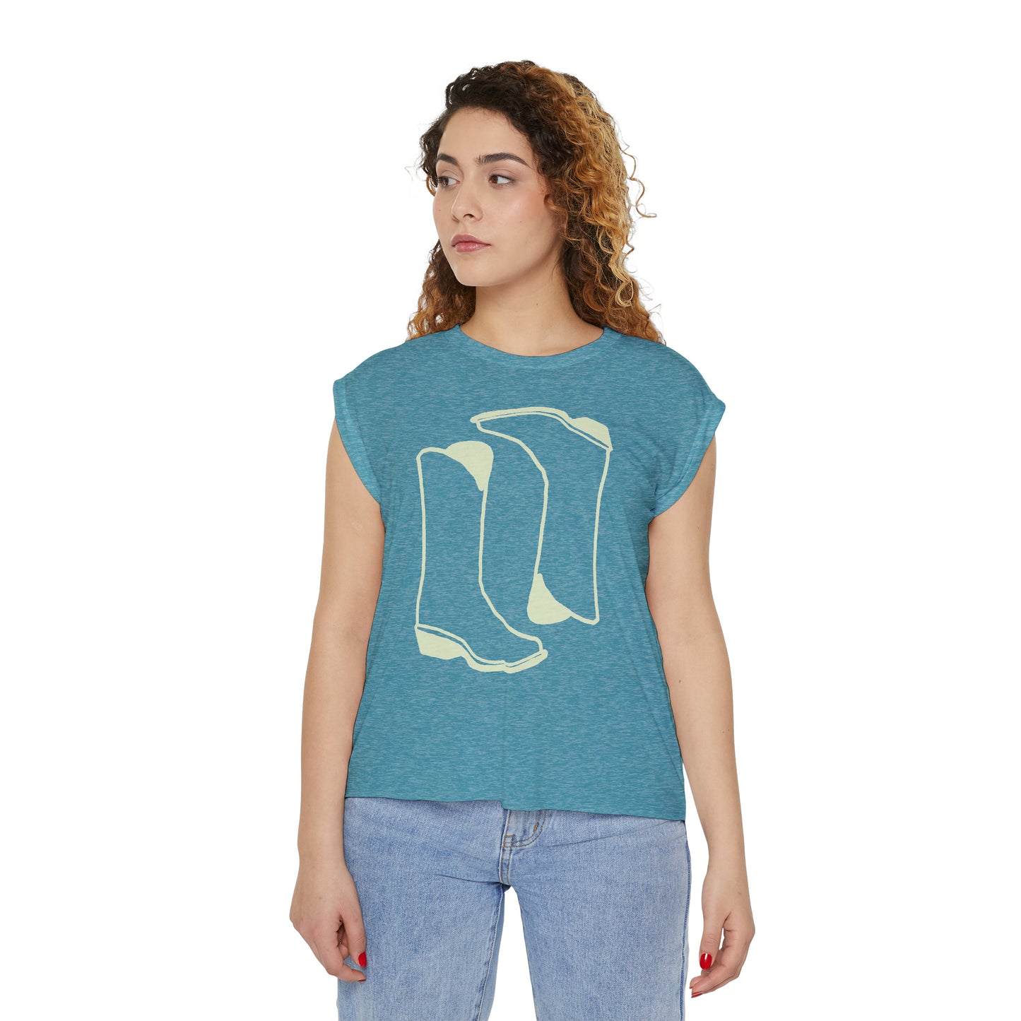 2Boots Women’s Flowy Rolled Cuffs Muscle Tee