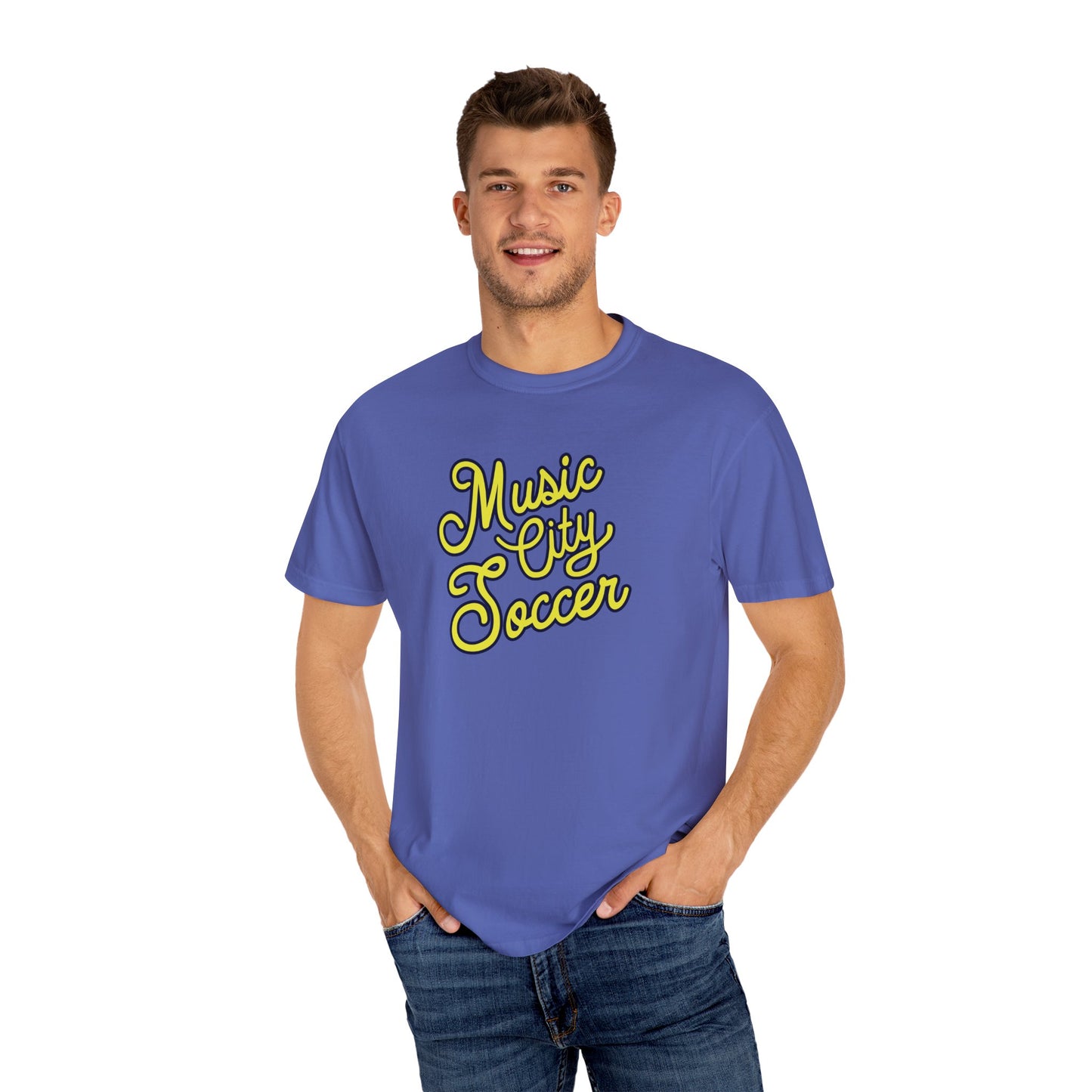 Music City Soccer Script Garment-Dyed T-shirt