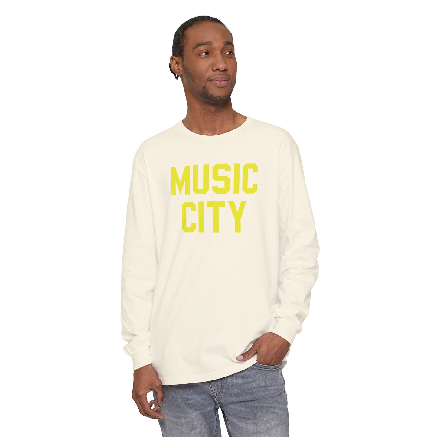 Music City Blocky Unisex Garment-dyed Long Sleeve T-Shirt