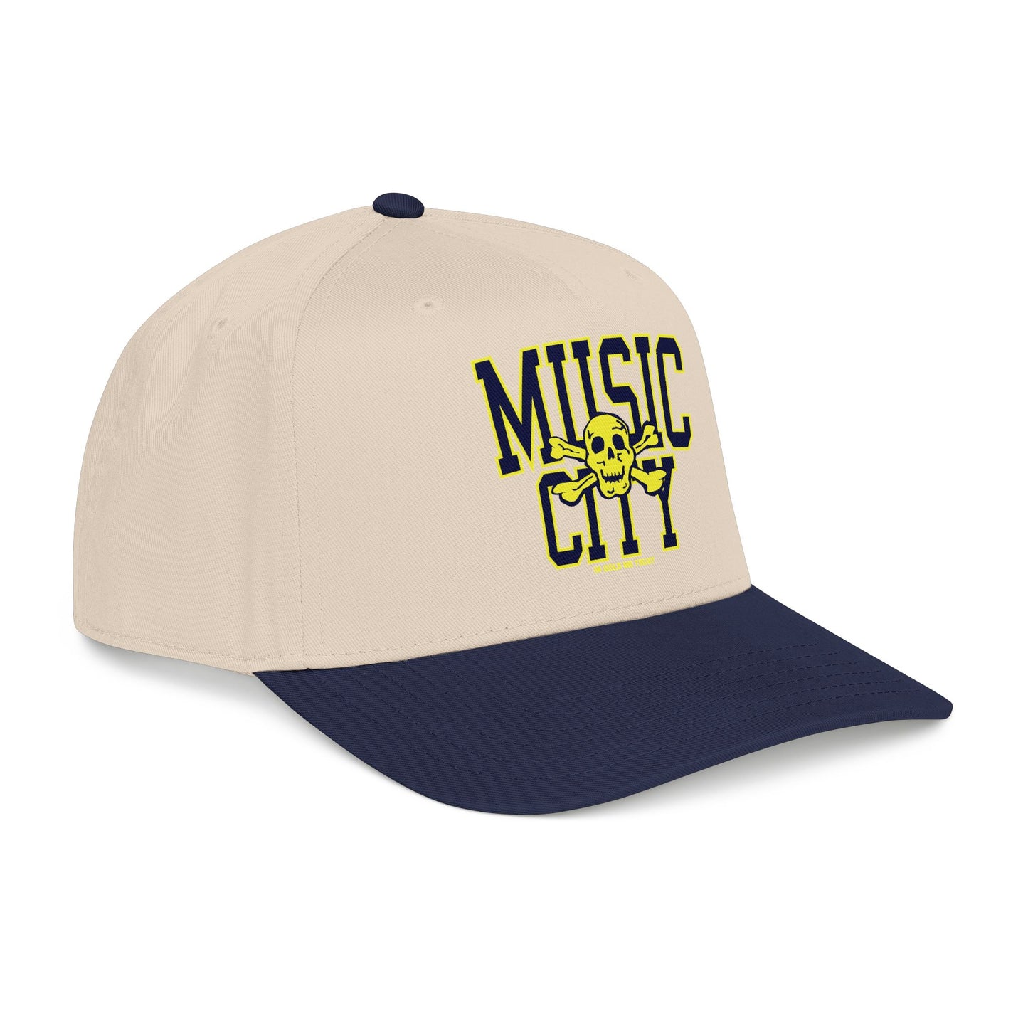 Music City stretched Skull and Bones Mid Profile Baseball Cap