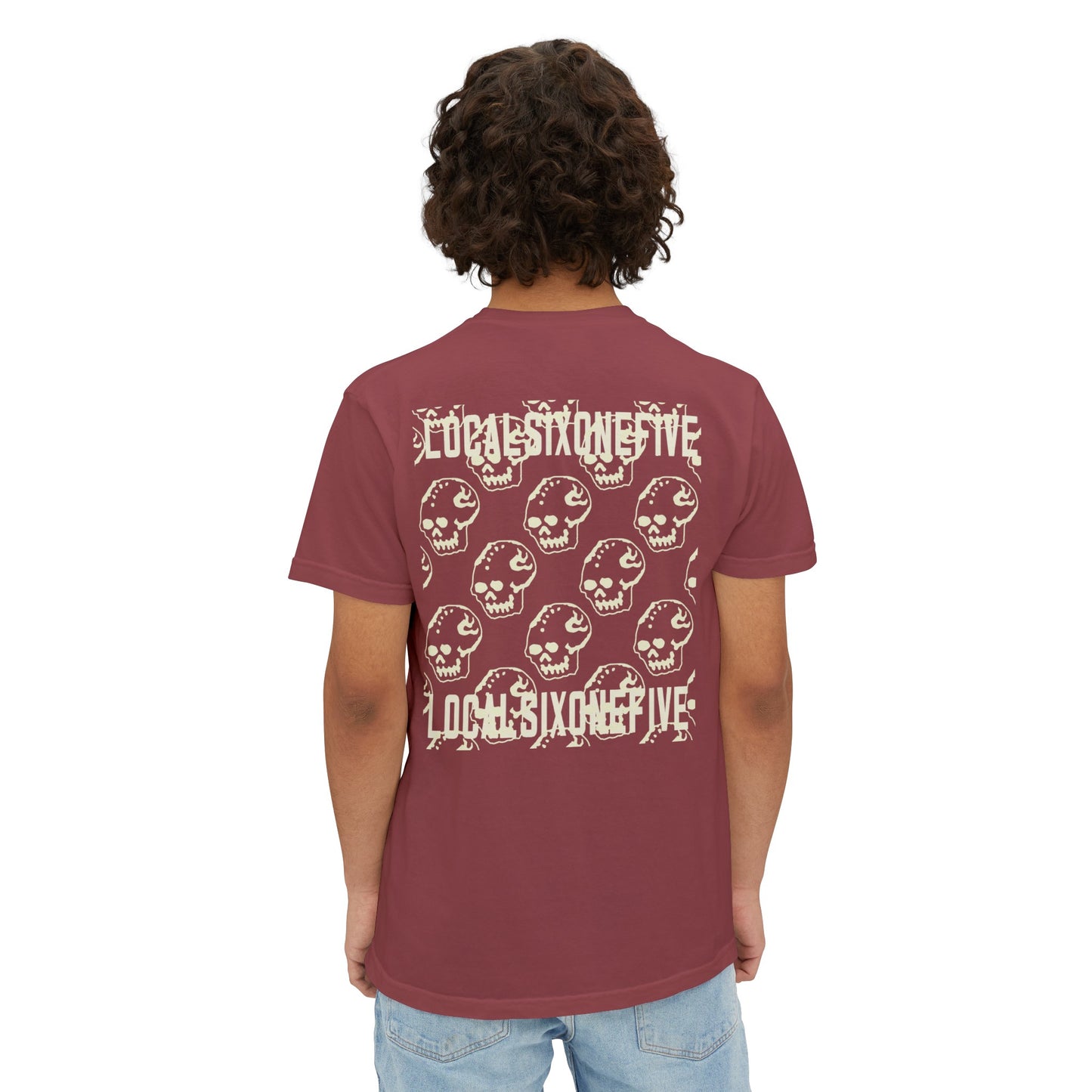 Mori Skull Pattern Unisex Garment-Dyed Pocket T-Shirt