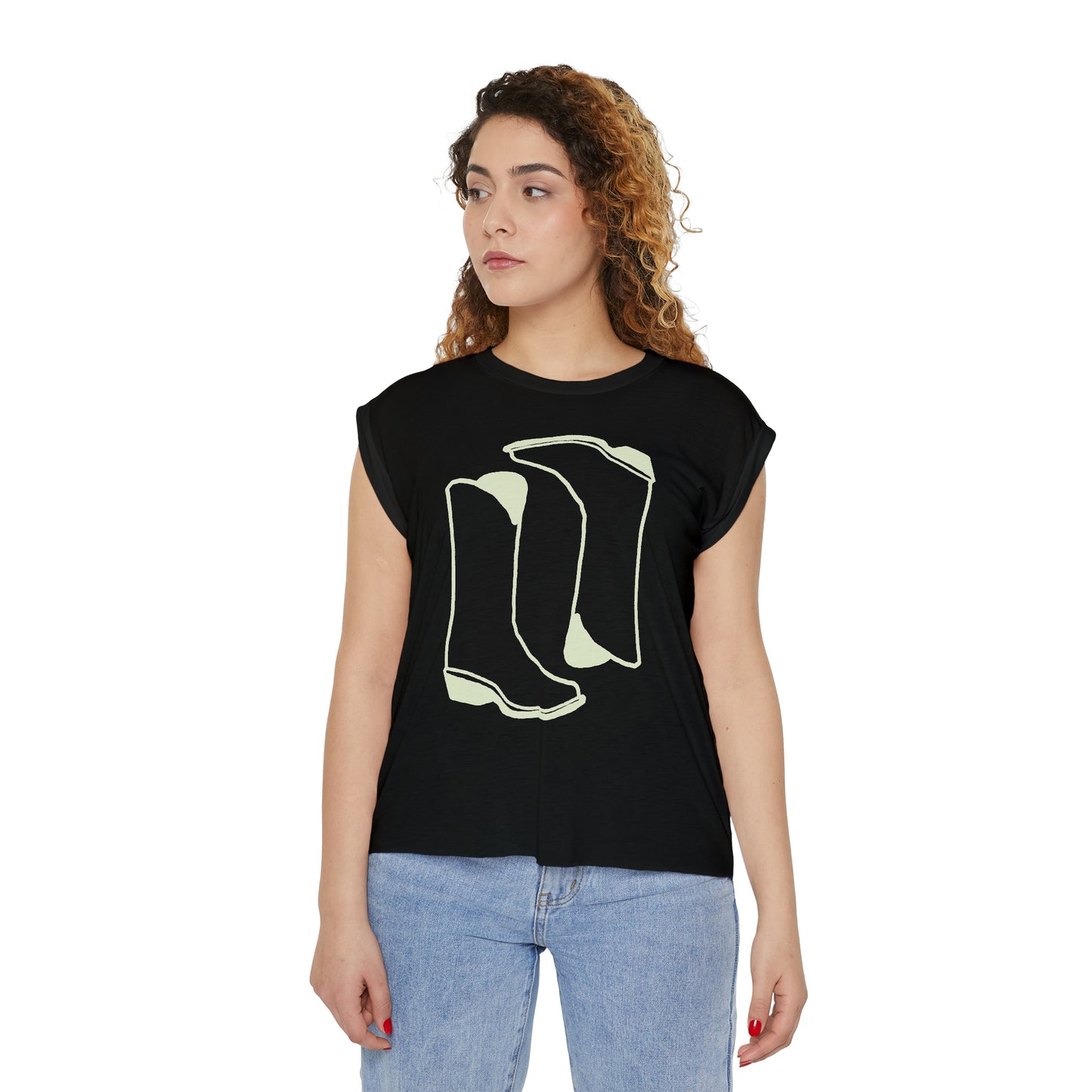 2Boots Women’s Flowy Rolled Cuffs Muscle Tee
