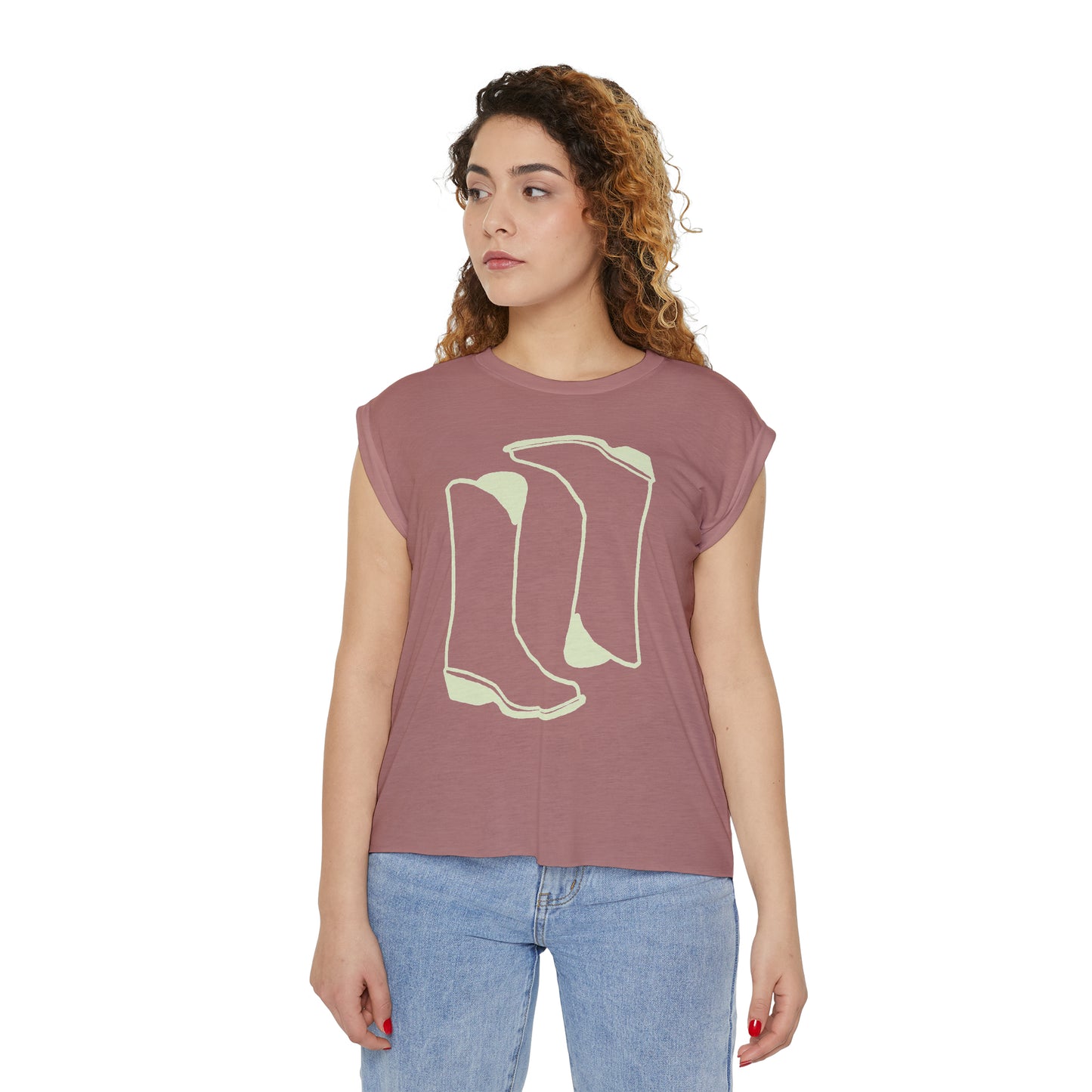 2Boots Women’s Flowy Rolled Cuffs Muscle Tee