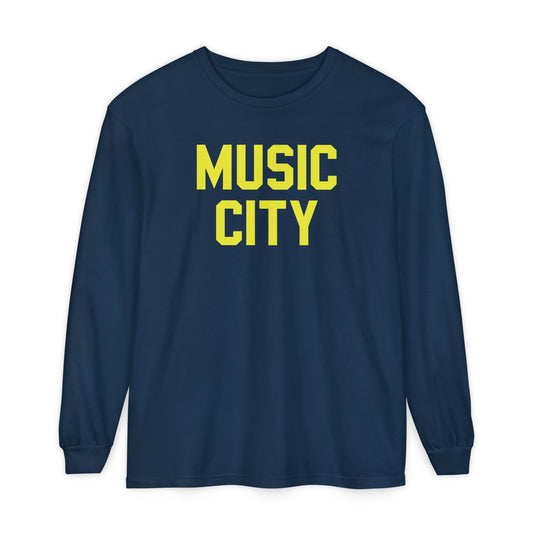 Music City Blocky Unisex Garment-dyed Long Sleeve T-Shirt