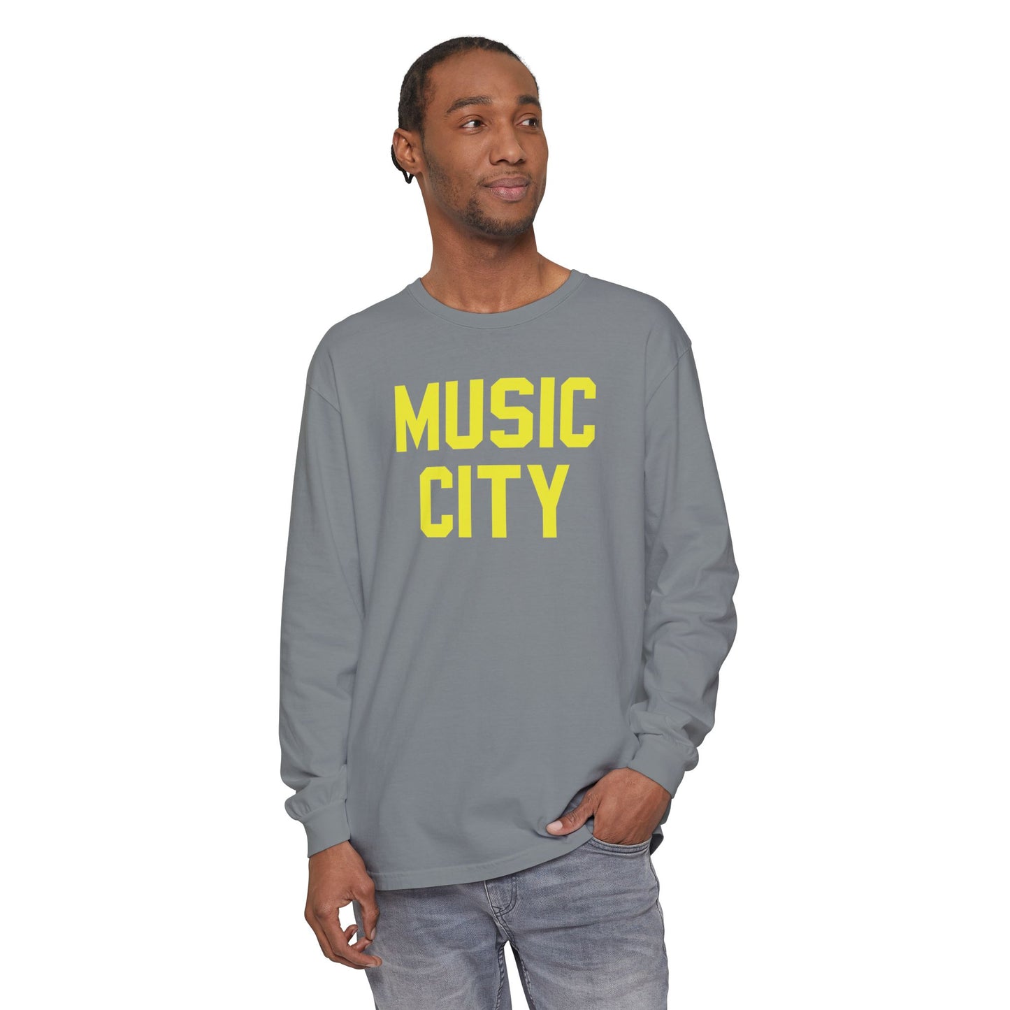 Music City Blocky Unisex Garment-dyed Long Sleeve T-Shirt